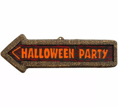 Señal 'Halloween Party' Fluorescente de 56x17 cm