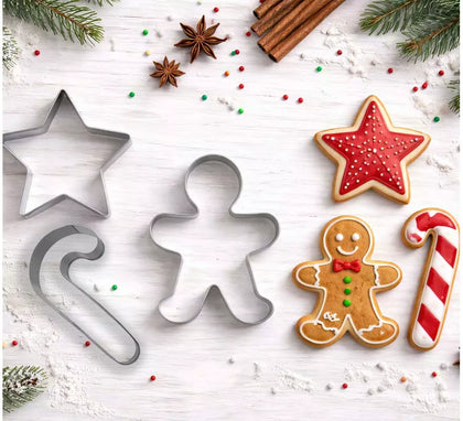 Set de 3 Moldes Metálicos Navideños para Galletas de 9 cm
