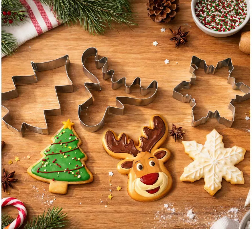 Translation missing: es.Set de 3 Moldes Metálicos para Galletas Navideñas de 9 cm
