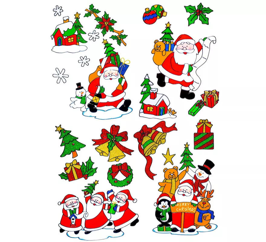 Translation missing: es.Set de Pegatinas Ventana Navidad con Papá Noel Surtidas en 4 Modelos