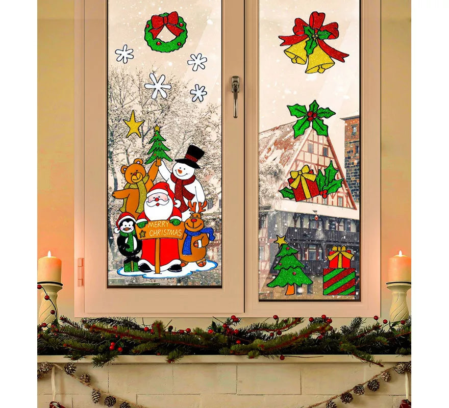 Set de Pegatinas Ventana Navidad con Papá Noel Surtidas en 4 Modelos