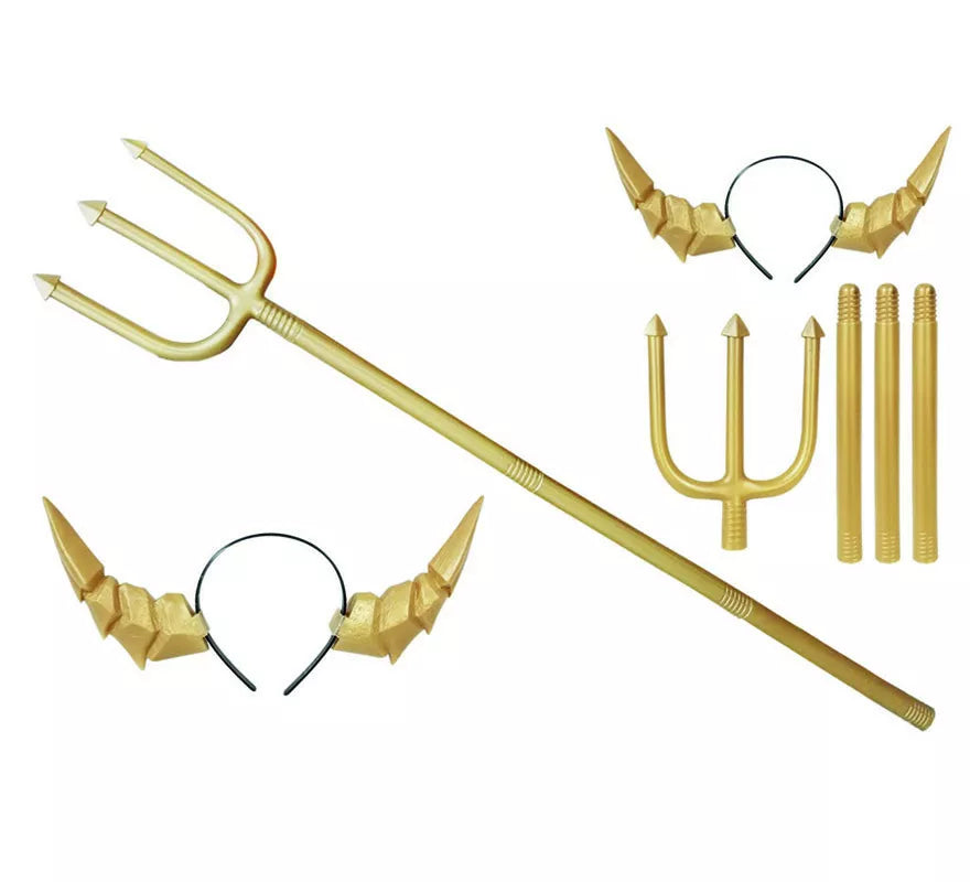 Translation missing: es.Set Diablo Dorado con Diadema y Tridente de 113 cm