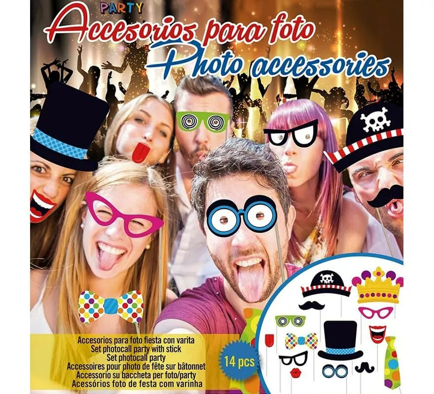 Translation missing: es.Set Photocall Fiesta de 14 unidades con palo