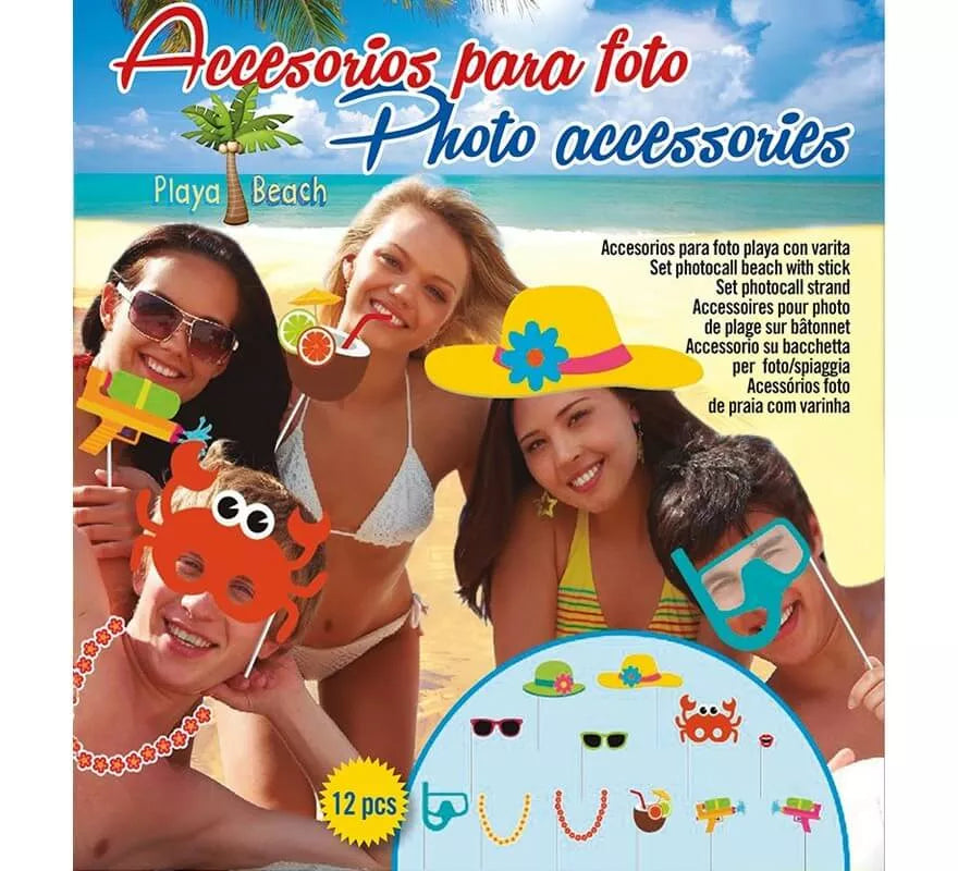 Translation missing: es.Set Photocall Playa de 12 unidades con palo