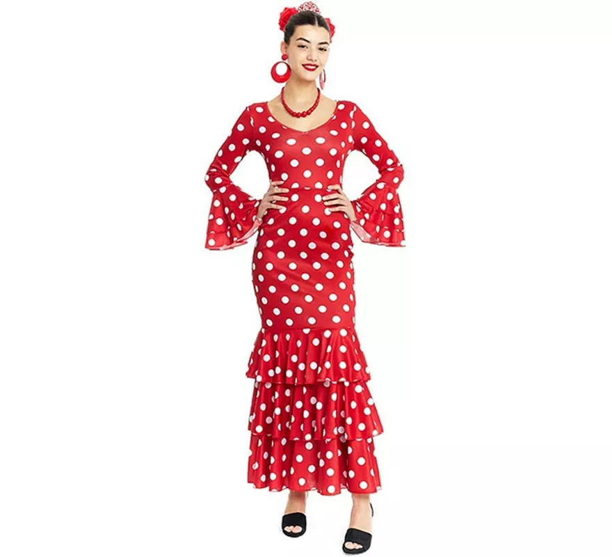 Translation missing: es.Sevillana rojo con lunares blancos para mujer