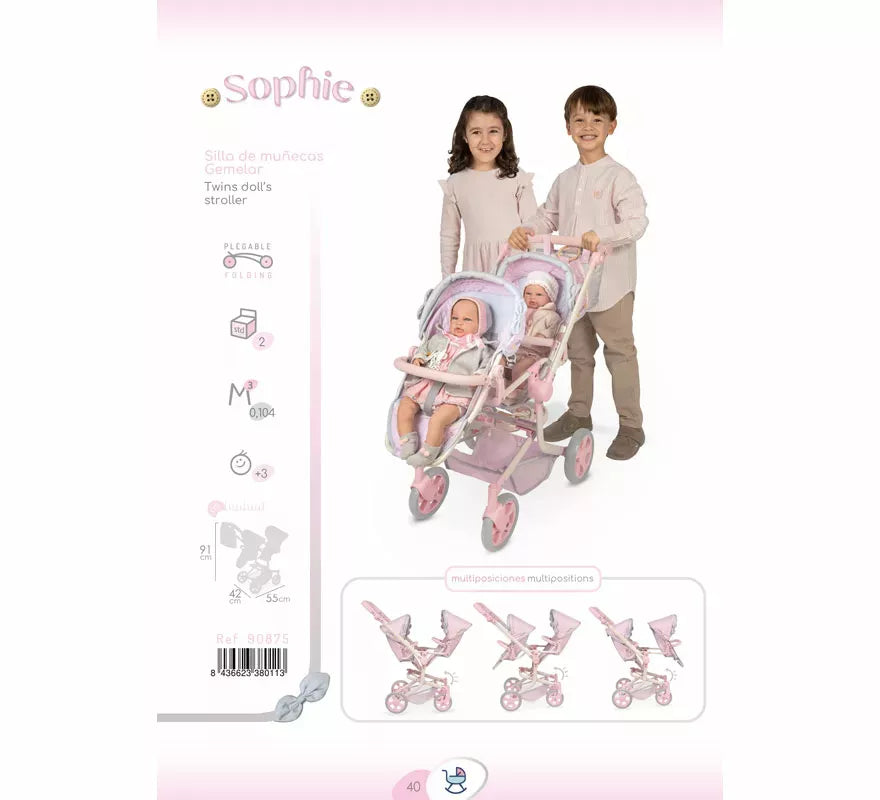Silla de Muñecas de hasta 52 cm Gemelar Plegable Multiposición