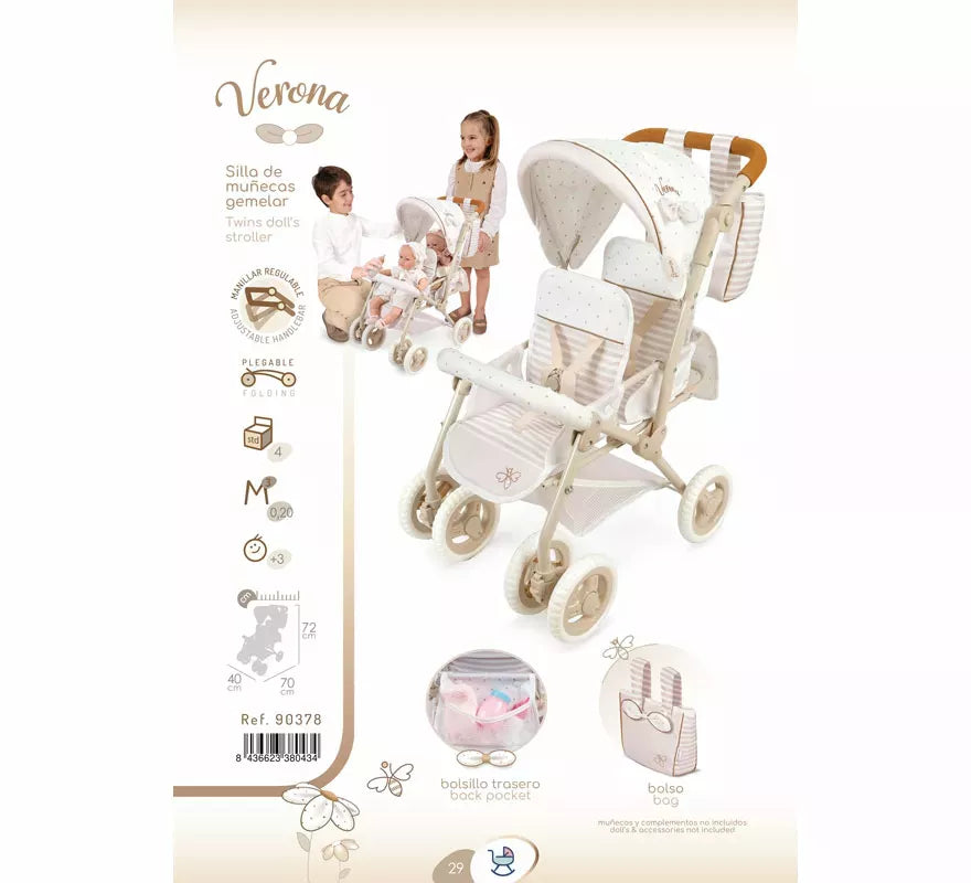 Silla Gemelar de Muñecas de hasta 52 cm Plegable