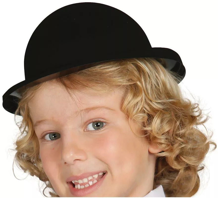 Translation missing: es.Sombrero Bombín flocado negro infantil