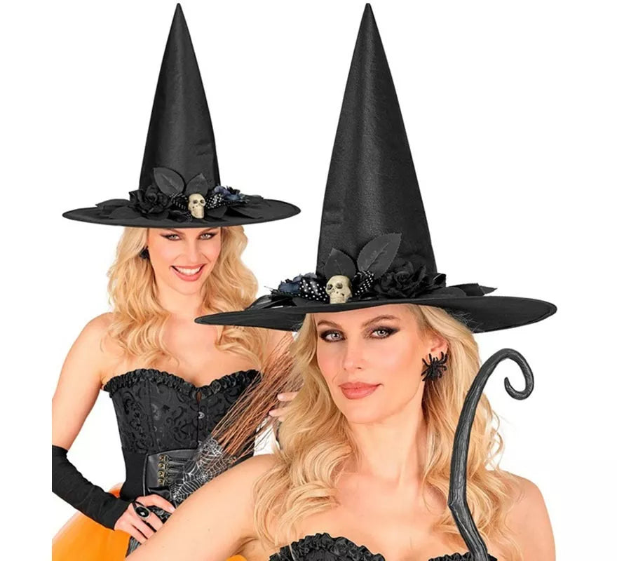 Translation missing: es.Sombrero de Bruja con Lazo, Calavera y Flores