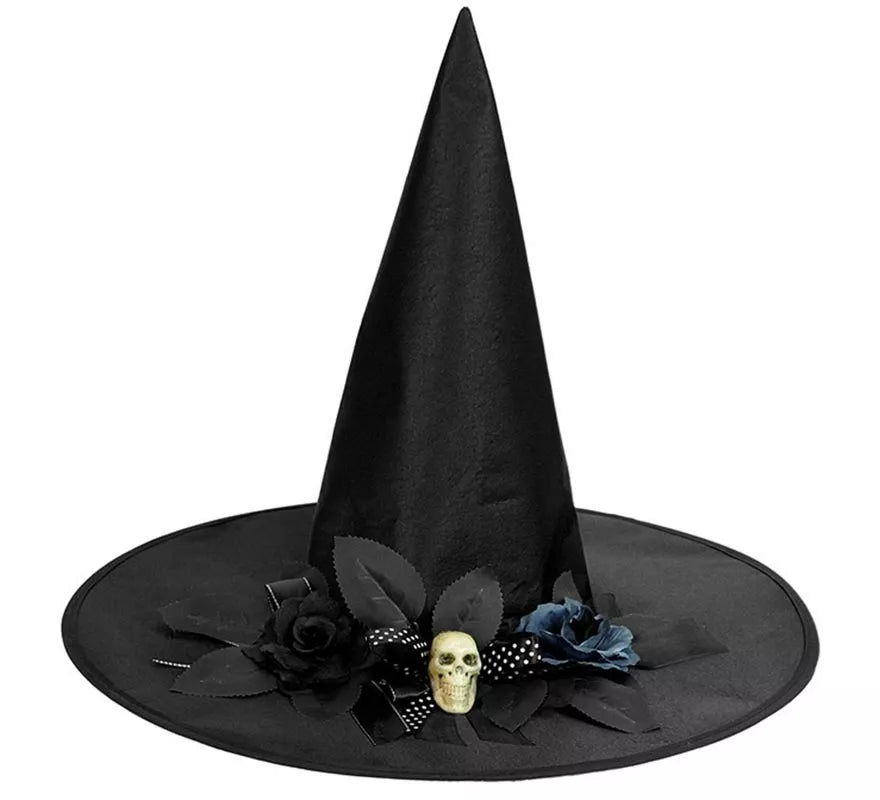 Translation missing: es.Sombrero de Bruja con Lazo, Calavera y Flores