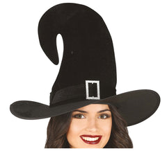 Sombrero de Bruja Curvo Negro con Evilla