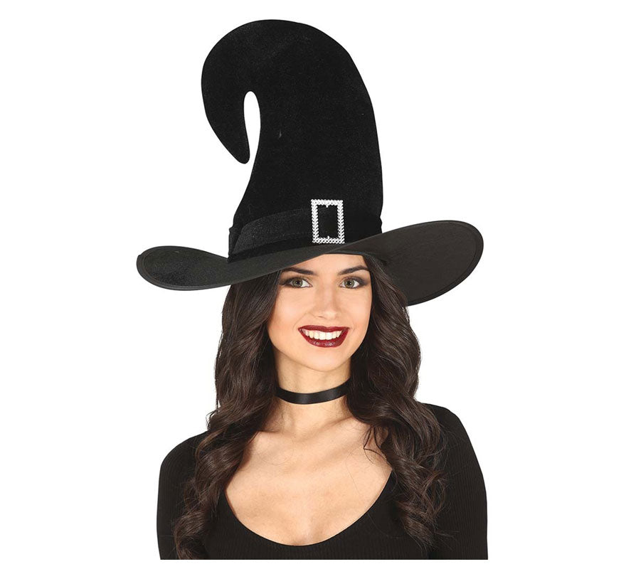 Translation missing: es.Sombrero de Bruja Curvo Negro con Evilla