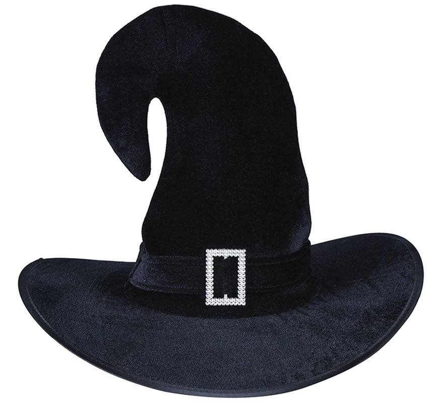 Sombrero de Bruja Curvo Negro con Evilla