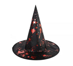 Sombrero de Bruja estampado de sangre falsa de 38x40 cm