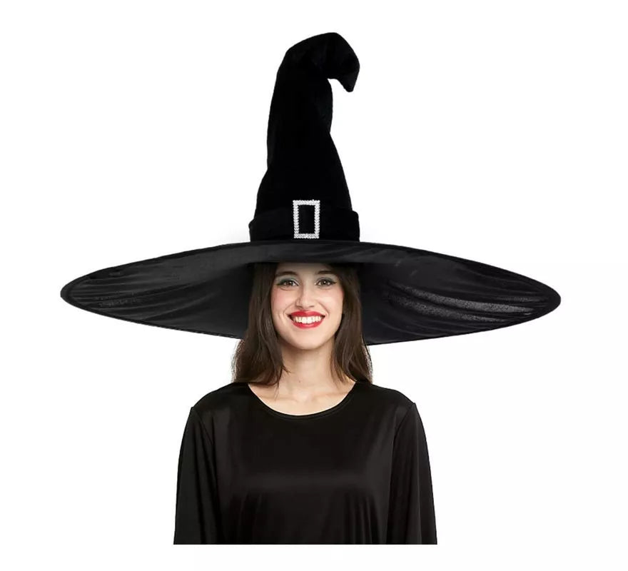 Translation missing: es.Sombrero de Bruja Extragrande negro con hebilla adulto