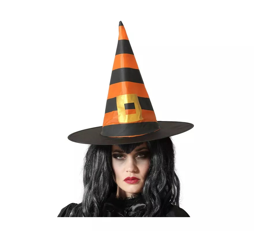 Translation missing: es.Sombrero de Bruja Naranja y Negro con evilla de 38.5X34cm