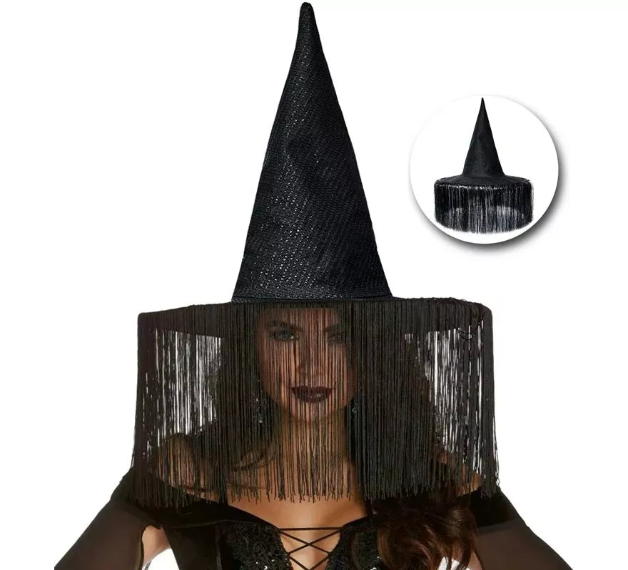 Translation missing: es.Sombrero de Bruja negro con Flecos