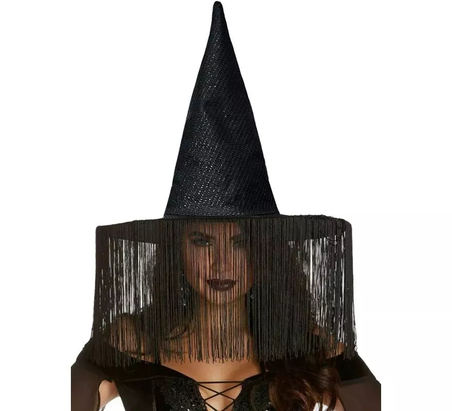 Translation missing: es.Sombrero de Bruja negro con Flecos