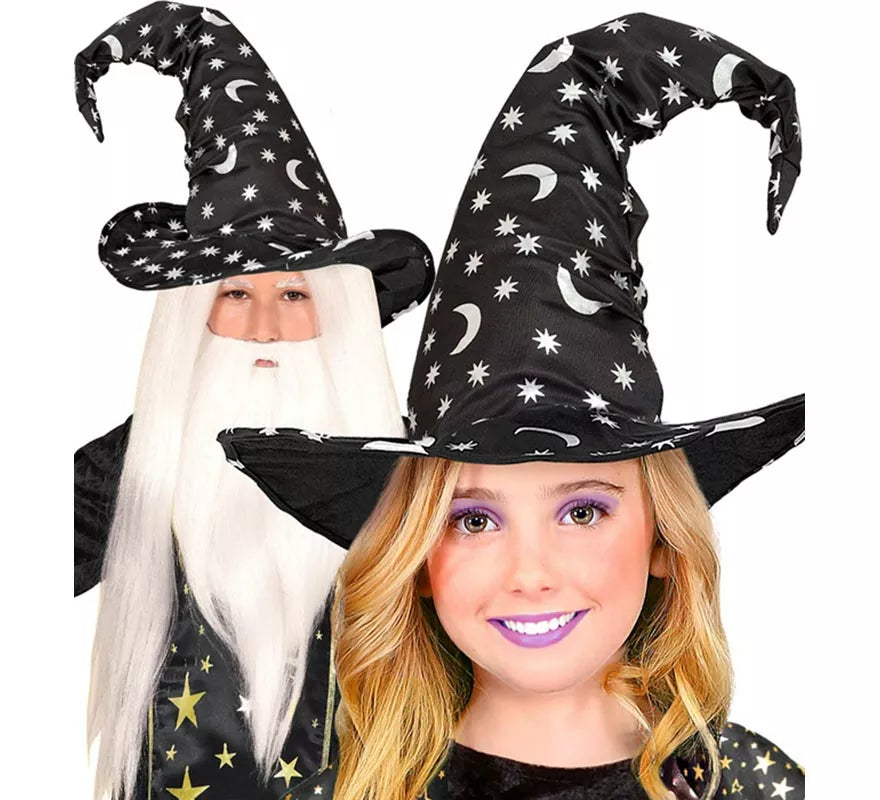 Translation missing: es.Sombrero de Bruja o Mago con Luna y Estrellas Infantil