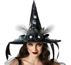 Sombrero de Bruja Plumas Negro
