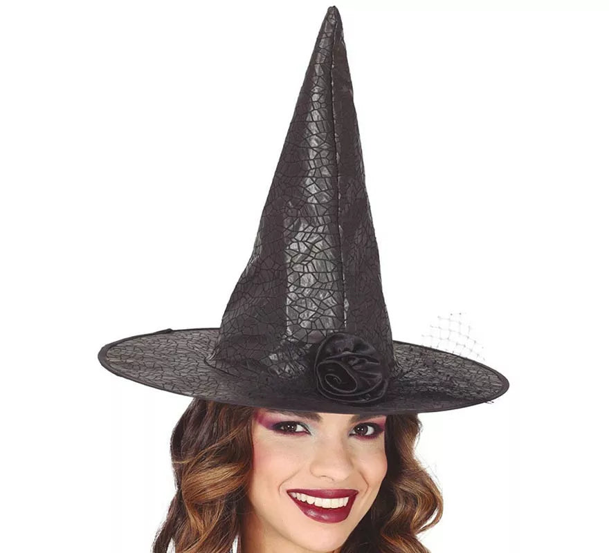 Translation missing: es.Sombrero de Bruja Símil de Piel con Flor