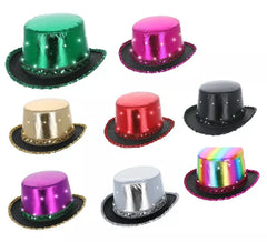Sombrero de Copa Metálico con luz Led en varios colores adulto