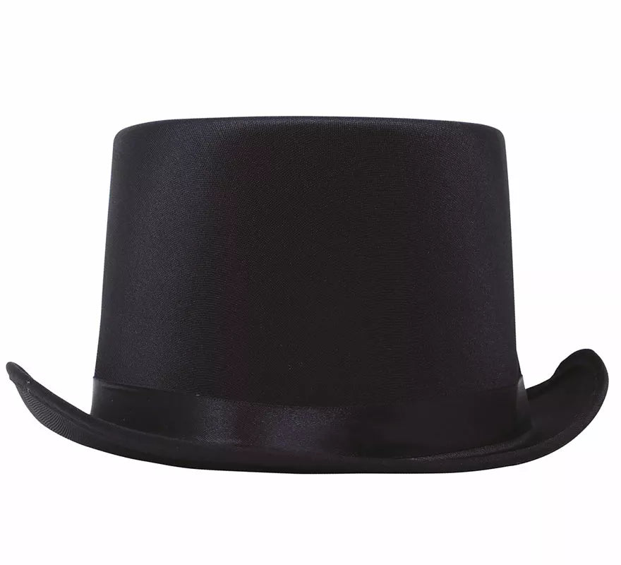 Translation missing: es.Sombrero de copa o Chistera de satín de alta calidad negra de 58 cm