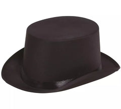 Sombrero de copa o Chistera de satín de alta calidad negra.