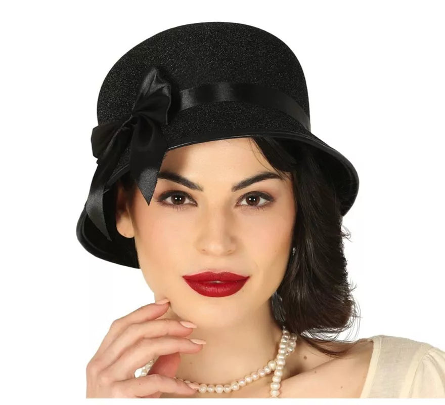 Translation missing: es.Sombrero de Dama Años 20 Negro con Lazo