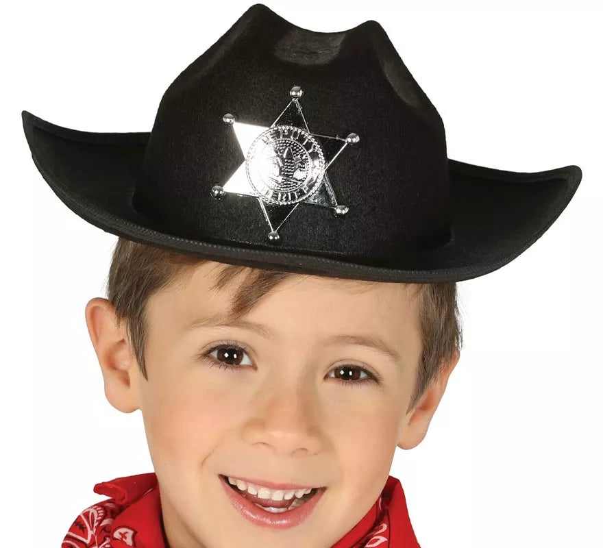 Translation missing: es.Sombrero de fieltro Sheriff infantil negro