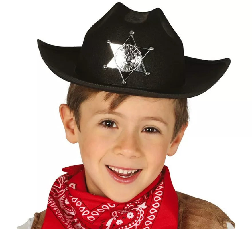 Translation missing: es.Sombrero de fieltro Sheriff infantil negro