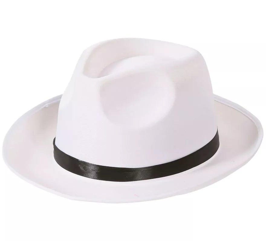 Translation missing: es.Sombrero de Gánster blanco con banda negra