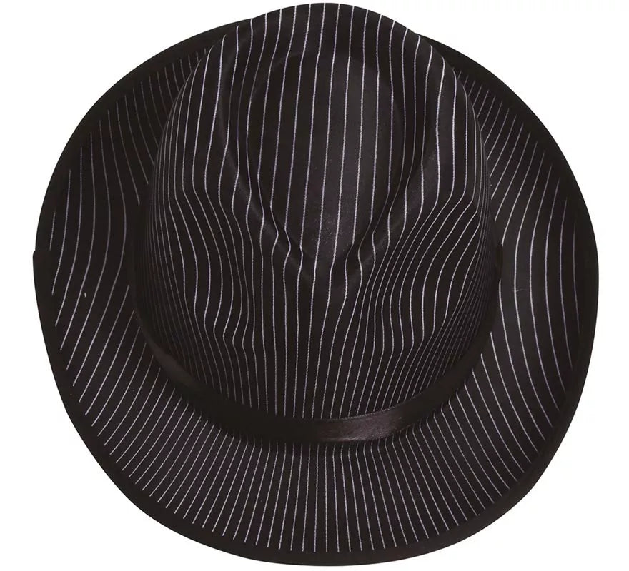 Translation missing: es.Sombrero de Gánster negro a rayas blancas con banda negra