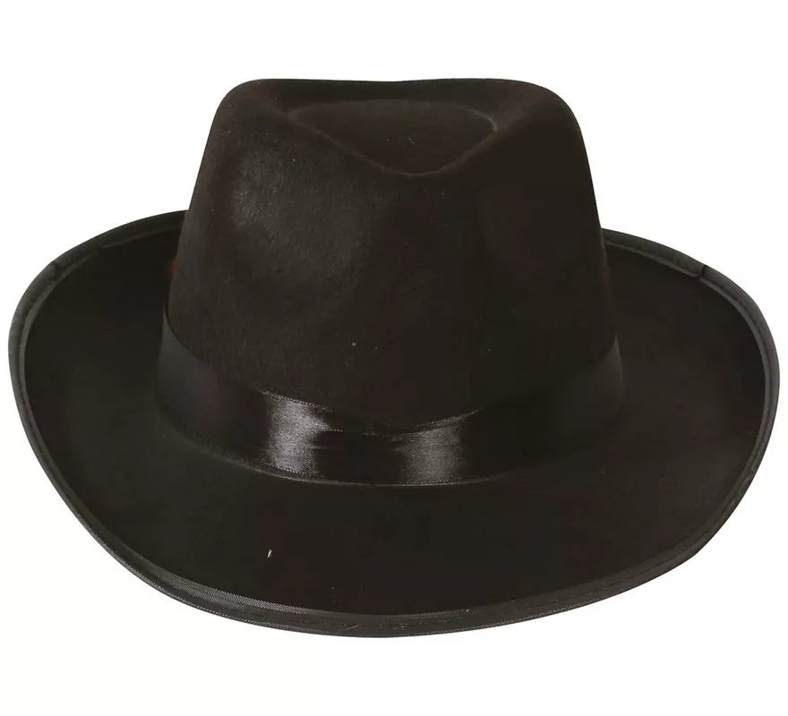Translation missing: es.Sombrero de Gánster negro con banda negra