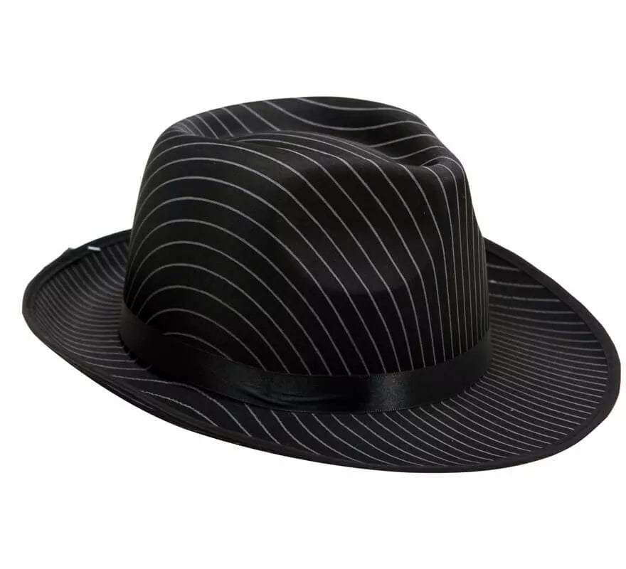 Translation missing: es.Sombrero de Gánster negro con rayas blancas
