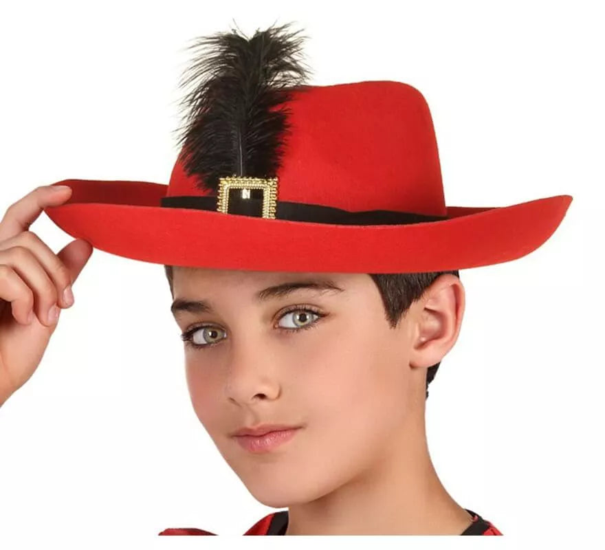 Translation missing: es.Sombrero de Mosquetero Rojo infantil