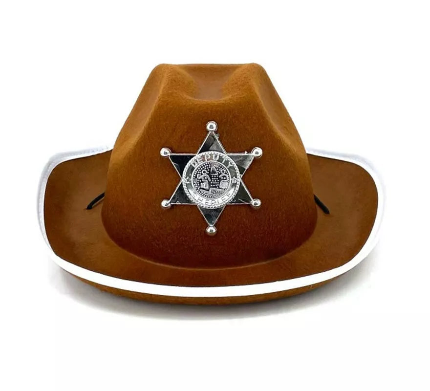 Translation missing: es.Sombrero de Sheriff marrón con placa de 29x10 cm infantil
