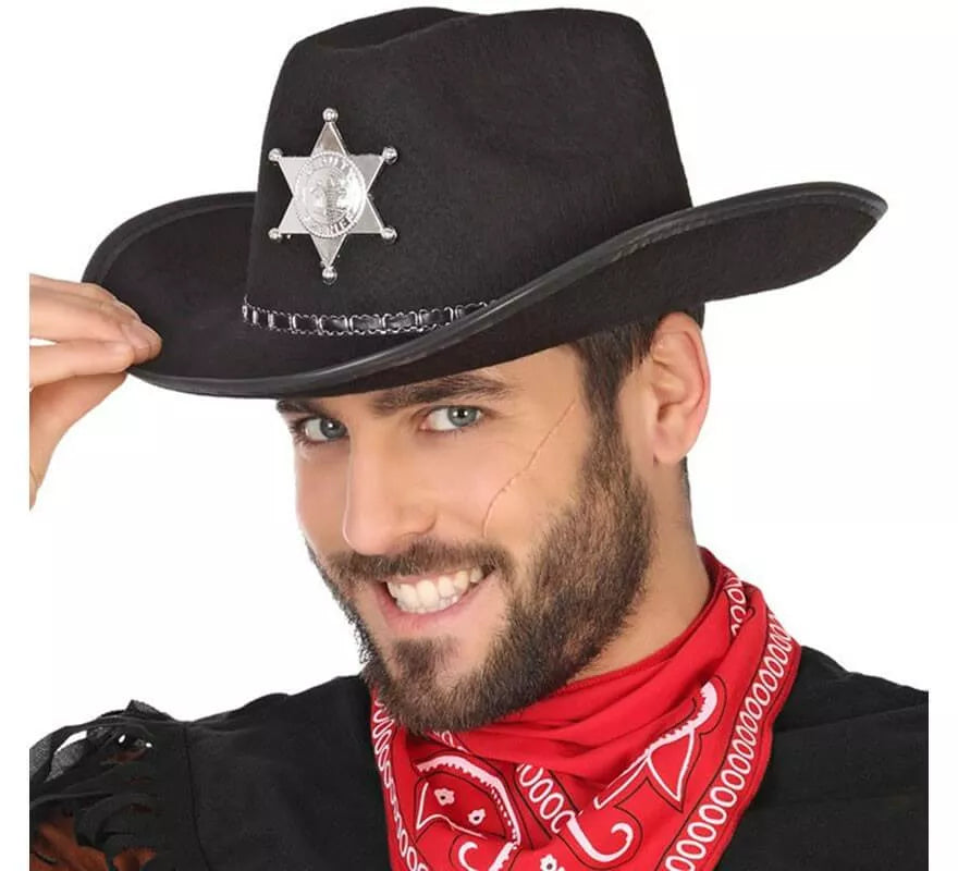 Translation missing: es.Sombrero de Sheriff Negro con Estrella