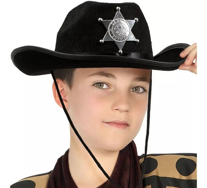 Translation missing: es.Sombrero de Sheriff negro con estrella infantil