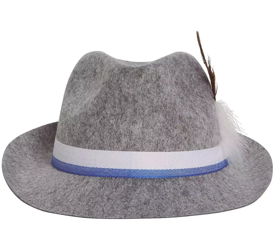 Sombrero de Tirolés gris con cinta azul
