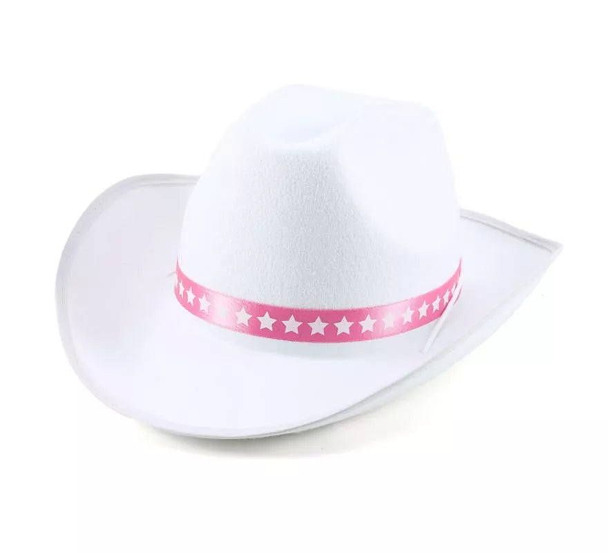 Translation missing: es.Sombrero de Vaquera blanco con cinta adulto