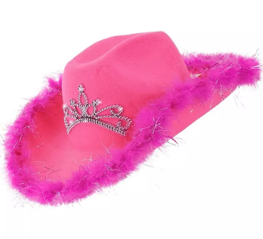 Translation missing: es.Sombrero de Vaquera con Tiara y Borde de Plumas en varios colores