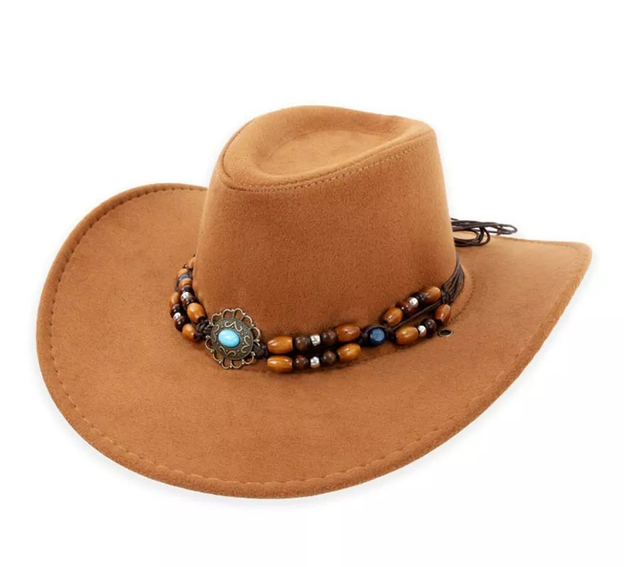 Translation missing: es.Sombrero de Vaquero con Abalorios marrón claro adulto