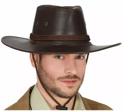 Sombrero de Vaquero Marrón de Piel Simulada