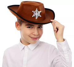 Sombrero de Vaquero Sheriff marrón infantil de 34x26x9 cm