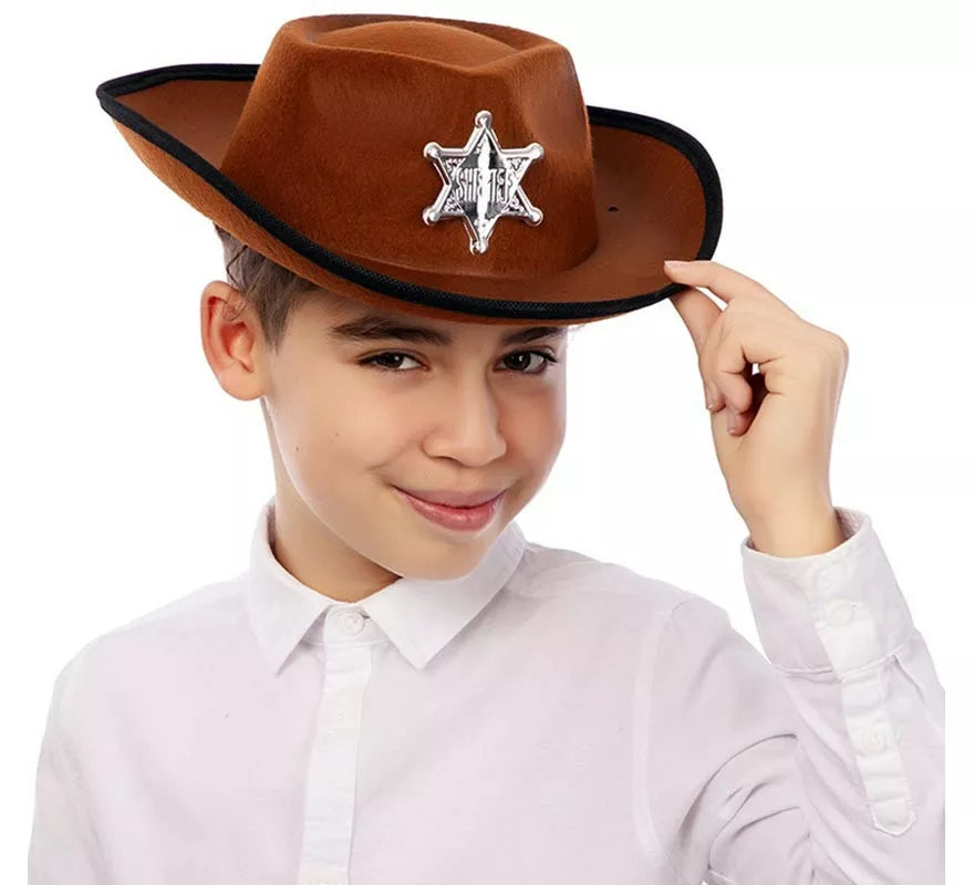 Translation missing: es.Sombrero de Vaquero Sheriff marrón infantil de 34x26x9 cm