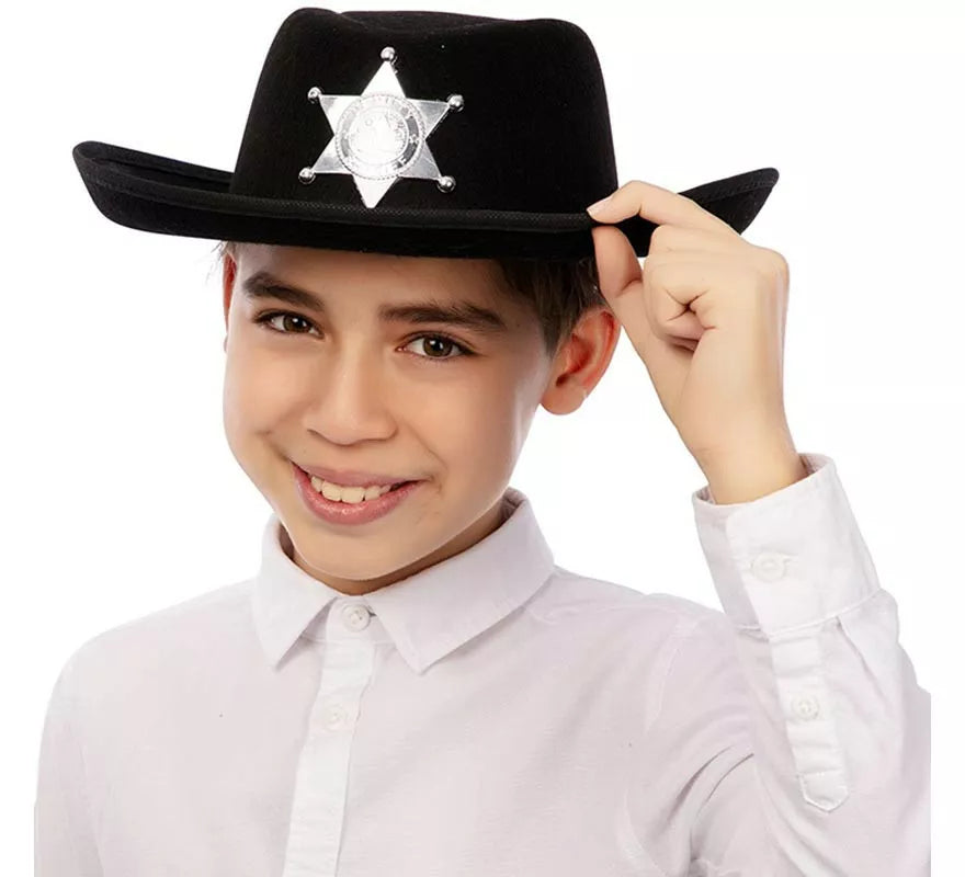 Translation missing: es.Sombrero de Vaquero Sheriff negro infantil de 34x26x9 cm