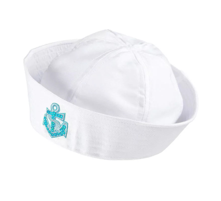 Translation missing: es.Sombrero Marinero Blanco con Ancla de Lentejuelas