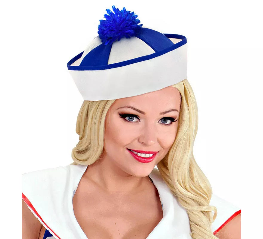 Sombrero Marinero con Franjas y Borla Azul