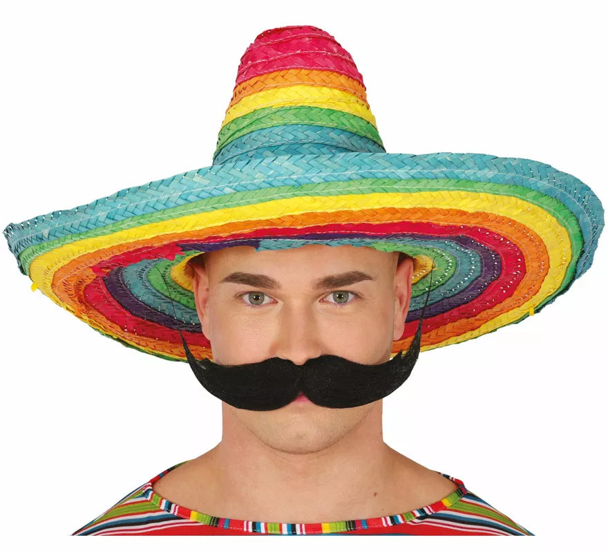 Translation missing: es.Sombrero Mexicano de paja multicolor de 50 cm adulto